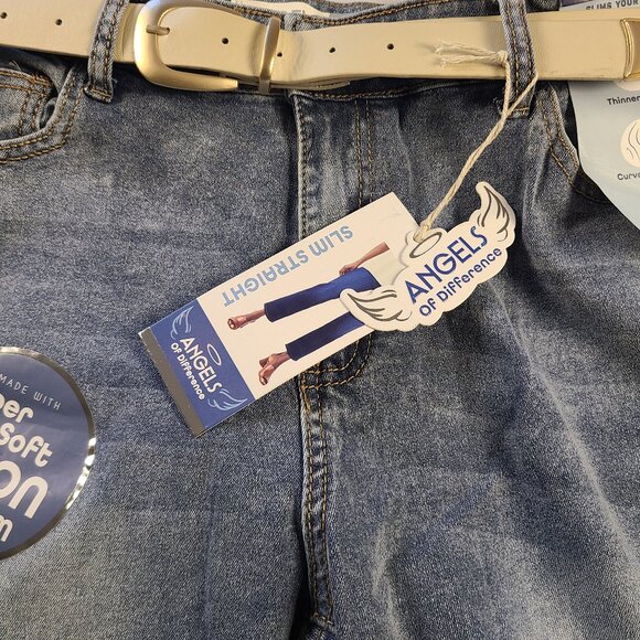 Angels Of Difference Jeans with Belt Women's 16/33 with 29" inseam Blue - Picture 8 of 10